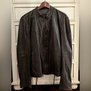 Mauritius men’s brown leather bomber jacket